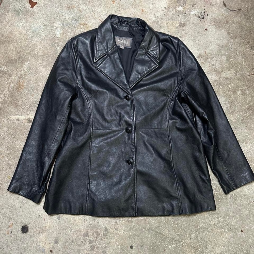 *SOLD* Wilson's Leather black leather 3-button blazer jacket Size XL